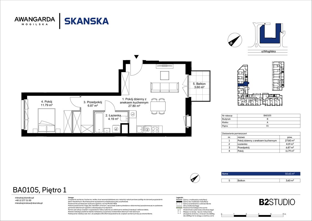 Nowe mieszkanie dwupokojowe Awangarda Mogilska Kraków, Prądnik Czerwony, Mogilska 126  51m2 Foto 1