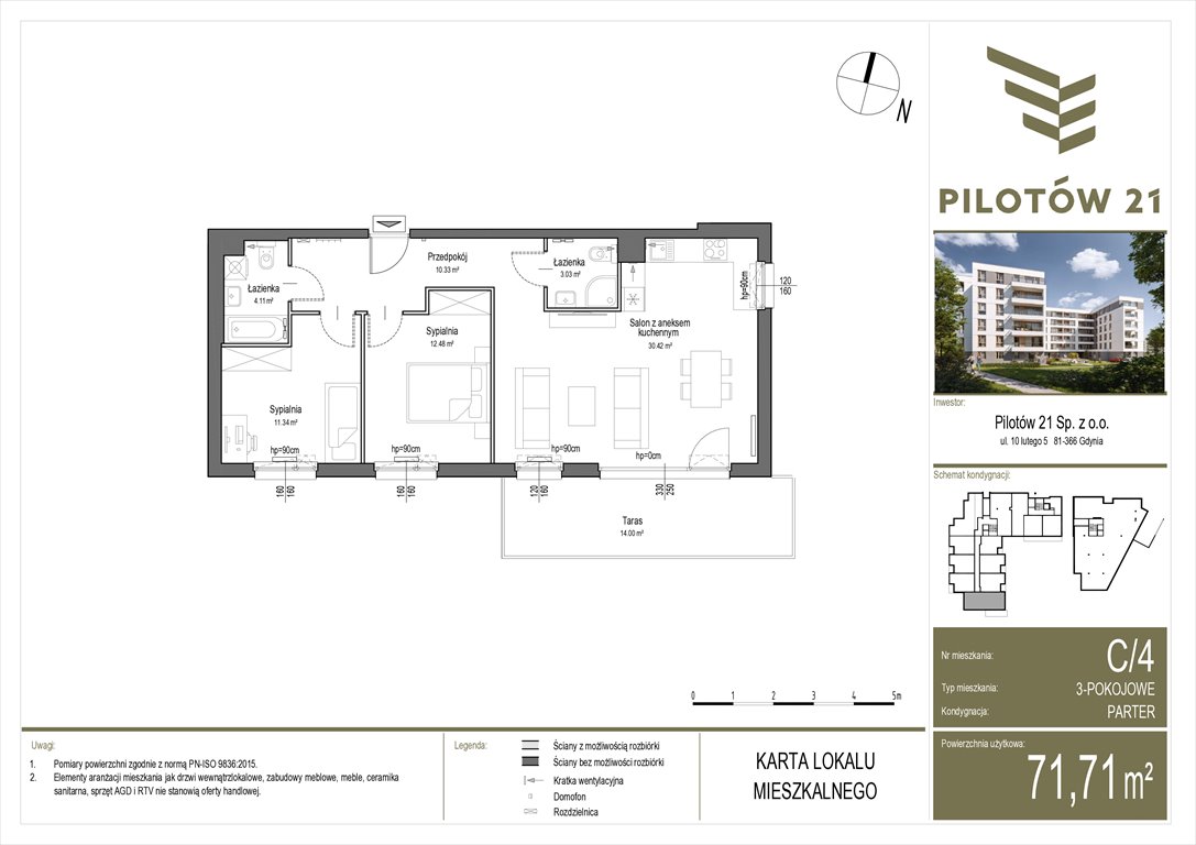 Nowe mieszkanie trzypokojowe Pilotow 21 Gdańsk, Zaspa, Pilotów 21  72m2 Foto 1