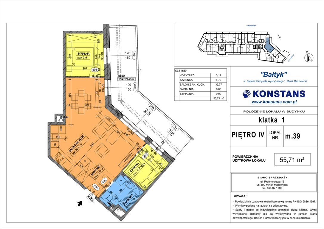 Nowe mieszkanie trzypokojowe Bałtyk Mińsk Mazowiecki, Wyszyńskiego 1  56m2 Foto 1