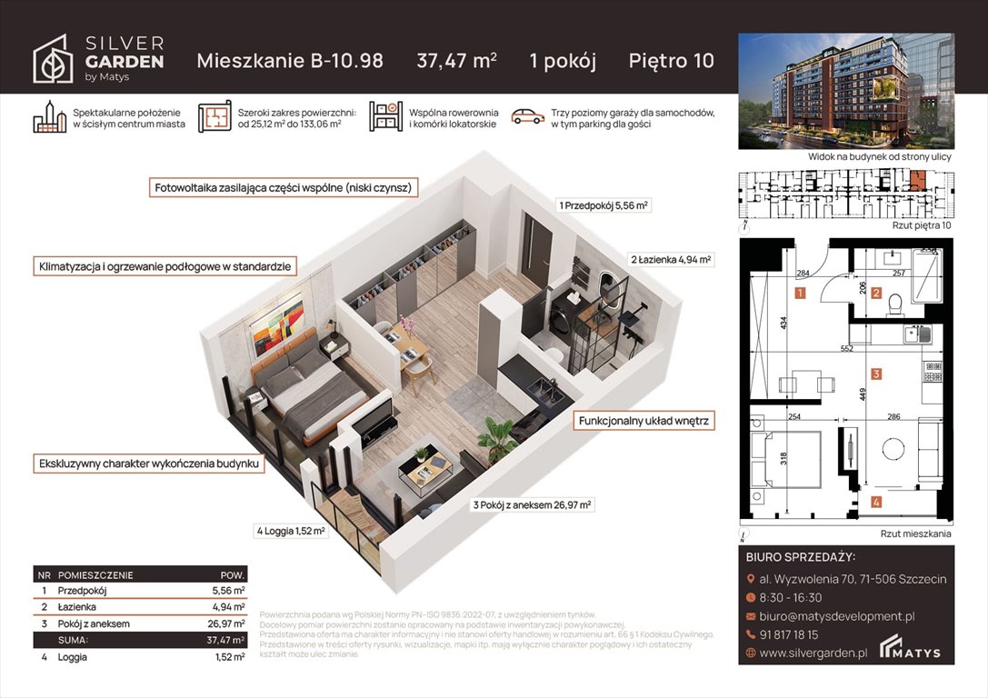 Nowa kawalerka Silver Garden Szczecin, Centrum, al. Wyzwolenia 70 / ul. Staszica 21  38m2 Foto 1