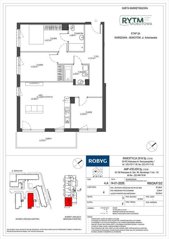 Nowe mieszkanie czteropokojowe  Rytm Mokotowa Warszawa, Mokotów, Antoniewska 3B  87m2 Foto 1
