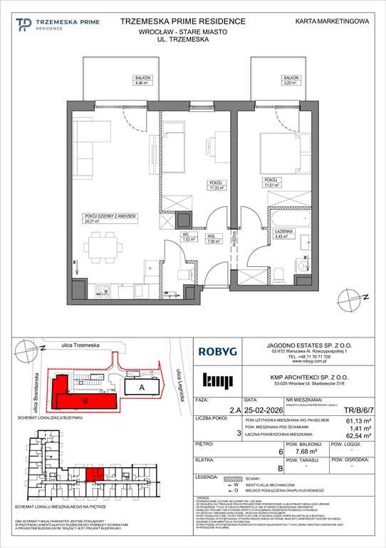 Nowe mieszkanie trzypokojowe Trzemeska Prime Residence Wrocław, Stare Miasto, Trzemeska  61m2 Foto 1
