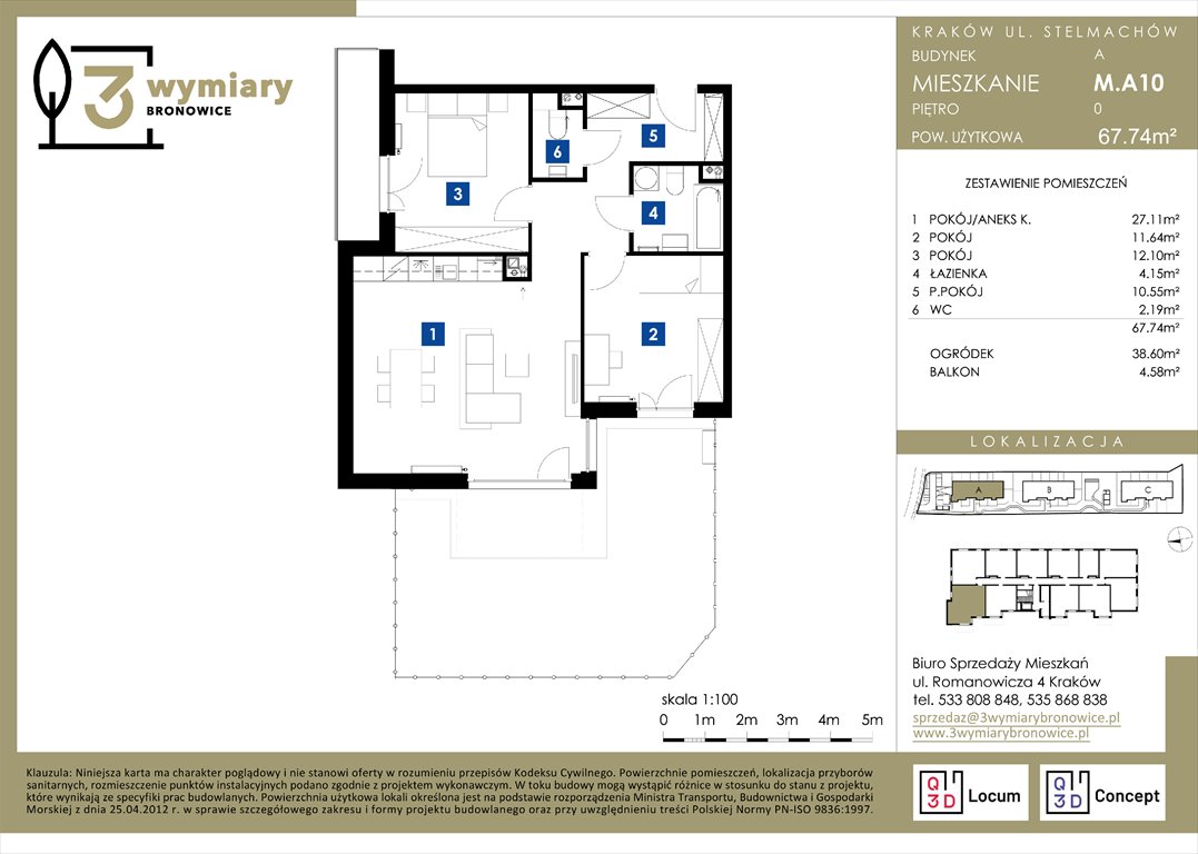 Nowe mieszkanie trzypokojowe 3 Wymiary Bronowice Kraków, Bronowice Wielkie, Stelmachów  68m2 Foto 1