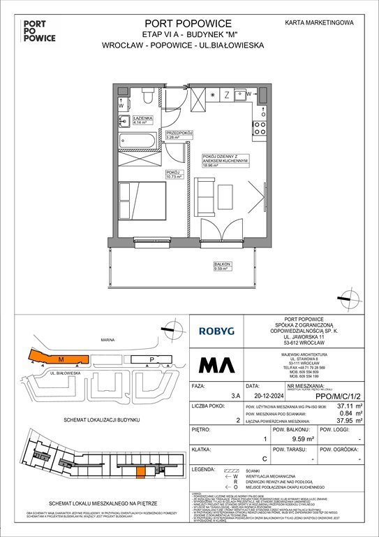 Nowe mieszkanie dwupokojowe Port Popowice Wrocław, Fabryczna, Białowieska 91a  37m2 Foto 1