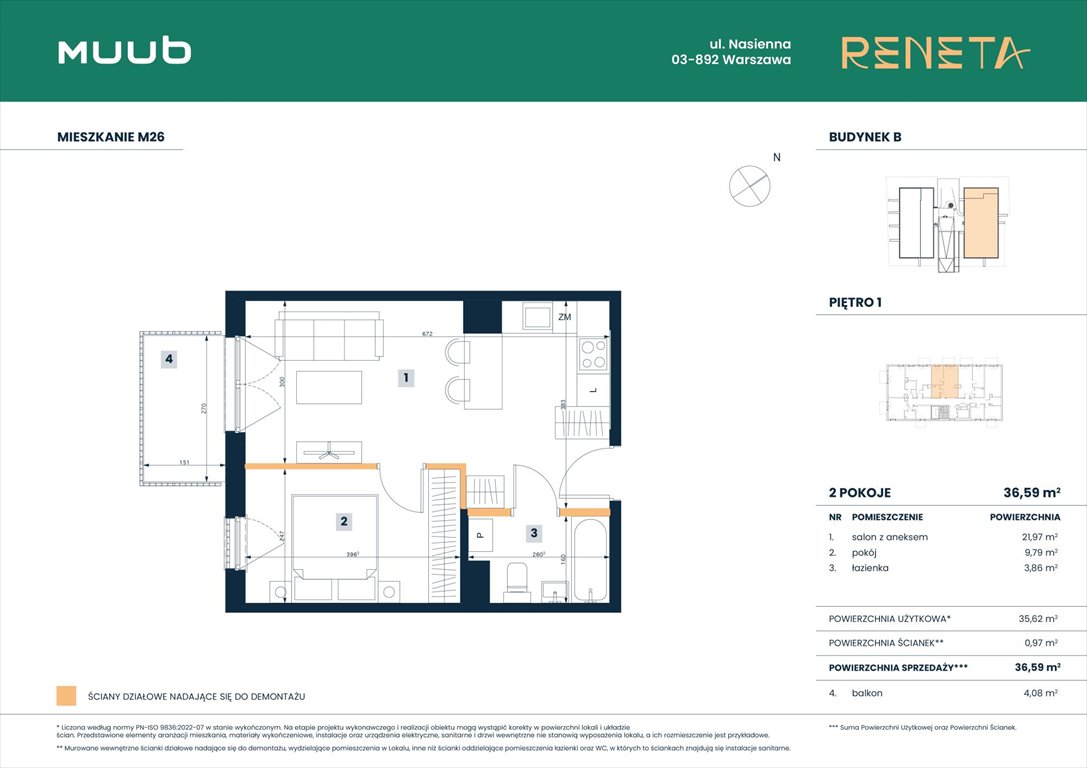 Nowe mieszkanie dwupokojowe RENETA Warszawa, Włochy, Nasienna 11  37m2 Foto 1