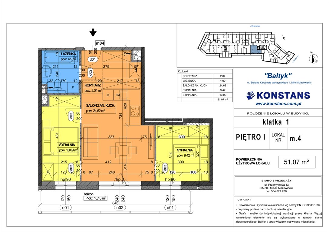 Nowe mieszkanie trzypokojowe Bałtyk Mińsk Mazowiecki, Wyszyńskiego 1  51m2 Foto 1