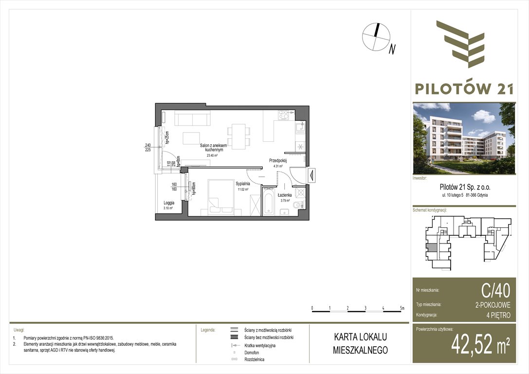 Nowe mieszkanie dwupokojowe Pilotow 21 Gdańsk, Zaspa, Pilotów 21  43m2 Foto 1