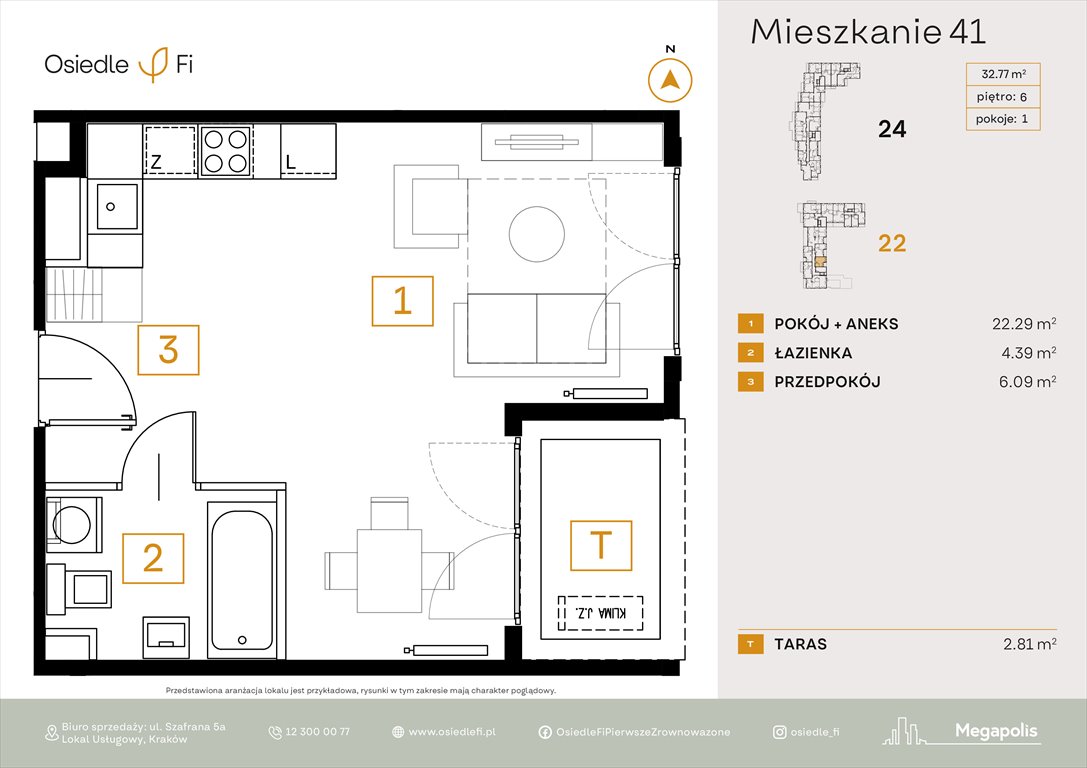 Nowa kawalerka Osiedle FI Kraków, Rzemieślnicza 22-24  33m2 Foto 1
