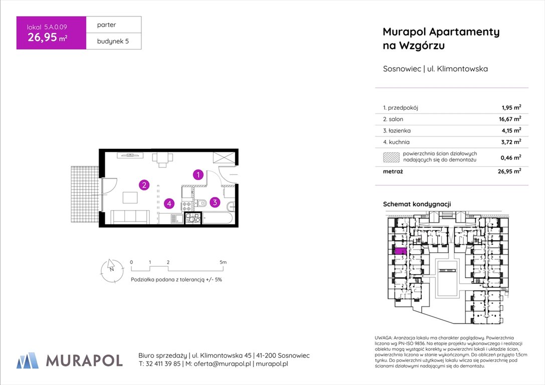 Nowa kawalerka Murapol Apartamenty na Wzgórzu Sosnowiec, ul. Klimontowska  27m2 Foto 1