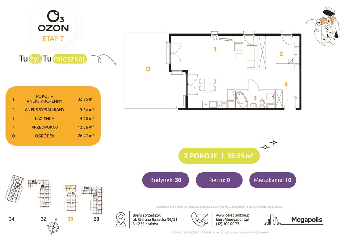 Nowe mieszkanie dwupokojowe Osiedle Ozon etap 7 Kraków, Prądnik Biały, Banacha 28-34  60m2 Foto 1