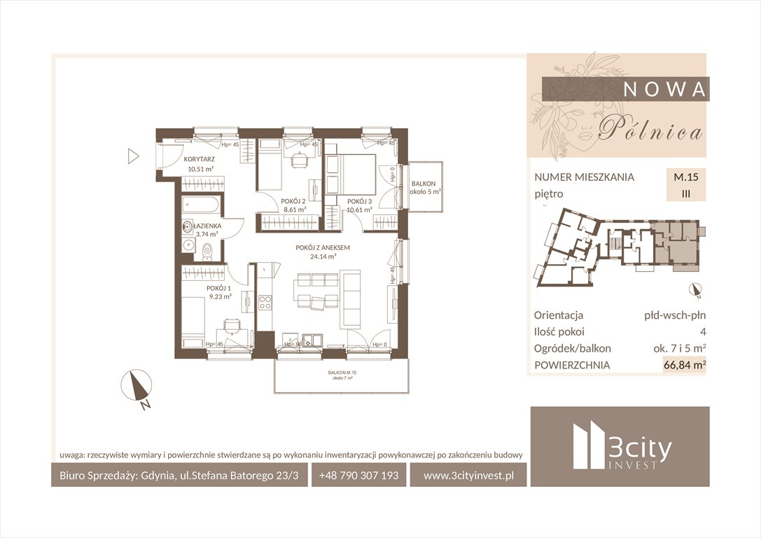 Nowe mieszkanie trzypokojowe NOWA PÓLNICA Gdańsk, Jasień, Pólnicy 4  67m2 Foto 1