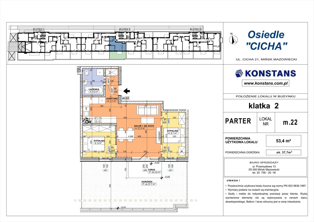 Nowe mieszkanie trzypokojowe Cicha 21 Mińsk Mazowiecki, Cicha 12  53m2 Foto 1