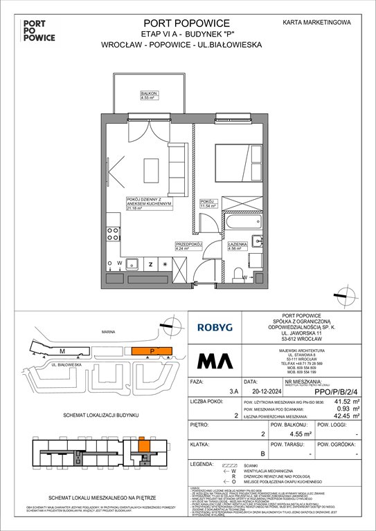 Nowe mieszkanie dwupokojowe Port Popowice Wrocław, Fabryczna, Białowieska 91a  42m2 Foto 1