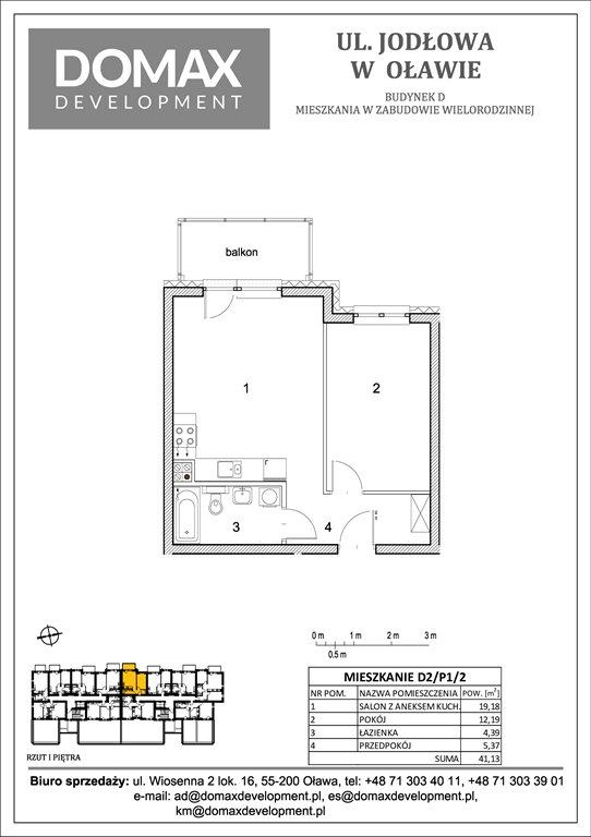 Nowe mieszkanie dwupokojowe Osiedle Jodłowa etap II bud D Oława, Nowy Otok, Jodłowa 38-40  41m2 Foto 1