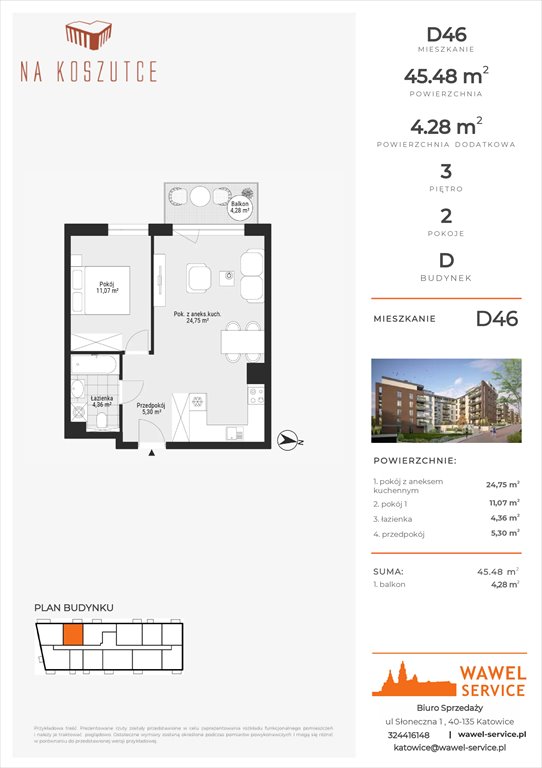 Nowe mieszkanie dwupokojowe Na Koszutce II Katowice, Słoneczna 1  45m2 Foto 1