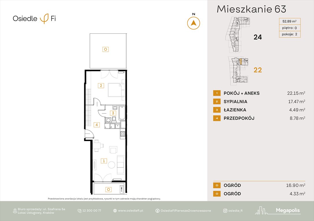 Nowe mieszkanie dwupokojowe Osiedle FI 3 Kraków, Rzemieślnicza 22-24  53m2 Foto 1
