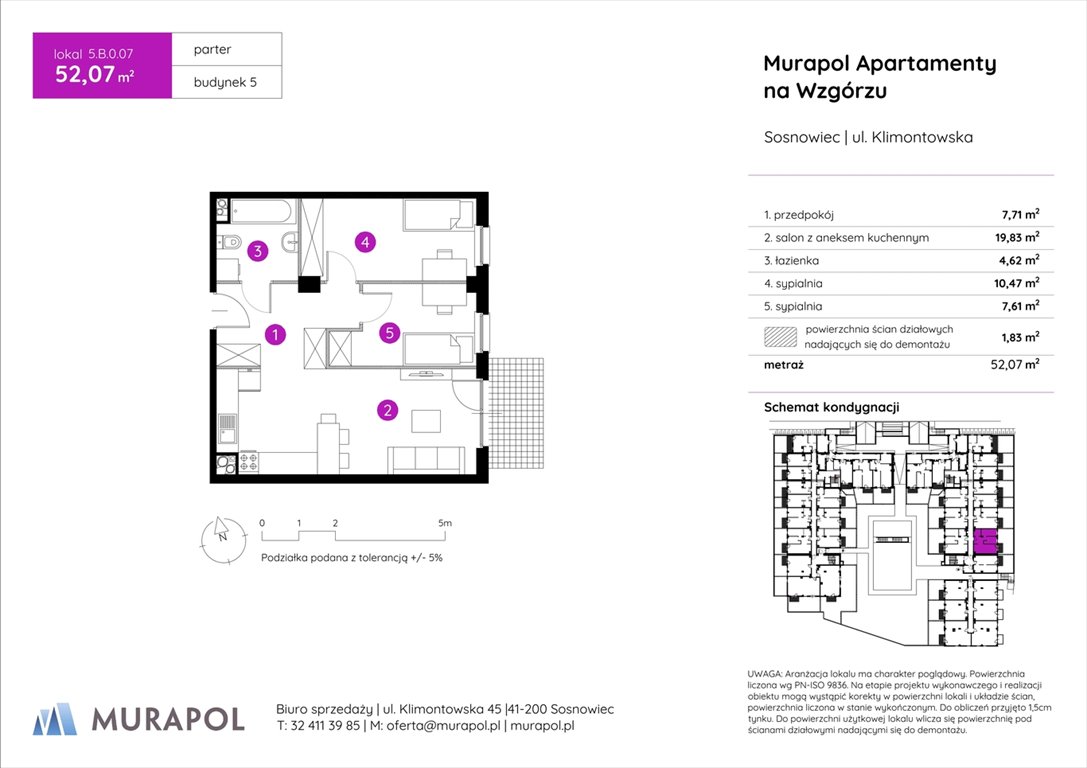 Nowe mieszkanie trzypokojowe Murapol Apartamenty na Wzgórzu Sosnowiec, ul. Klimontowska  52m2 Foto 1