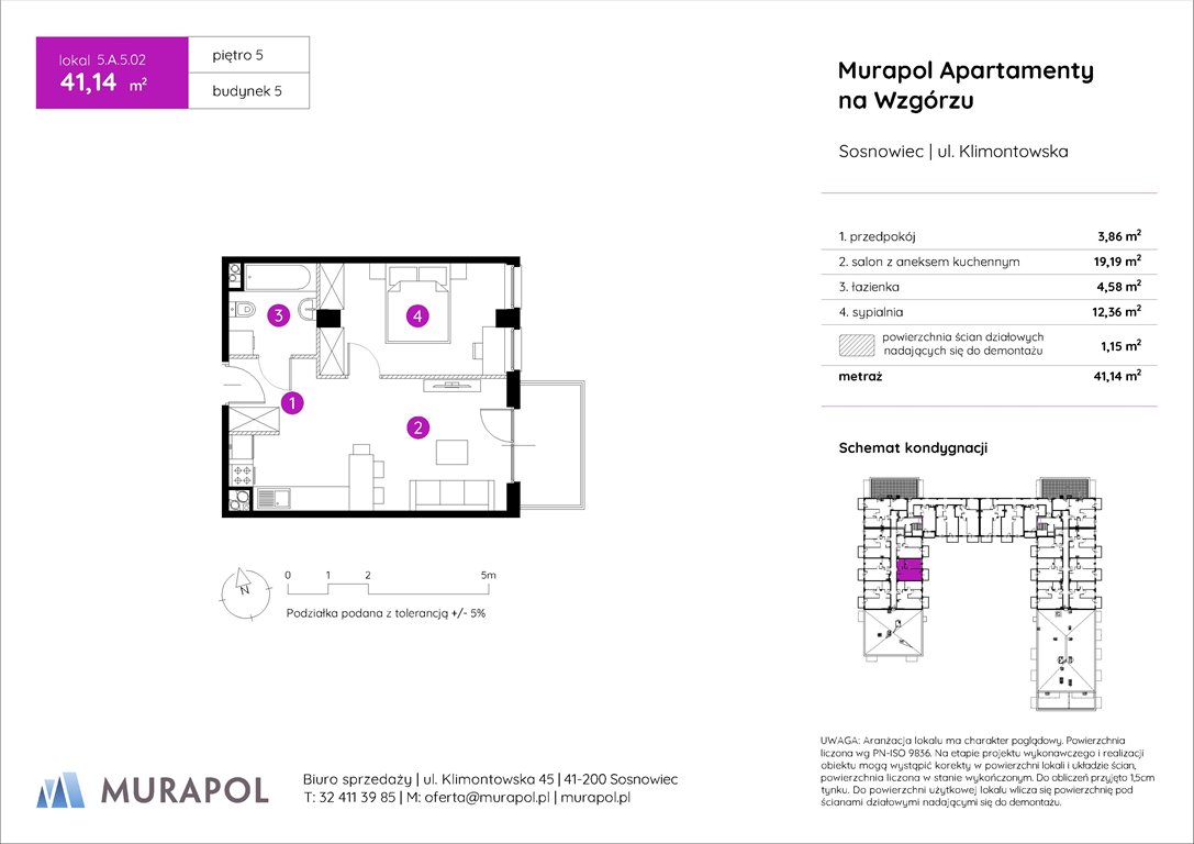 Nowe mieszkanie dwupokojowe Murapol Apartamenty na Wzgórzu Sosnowiec, ul. Klimontowska  41m2 Foto 1