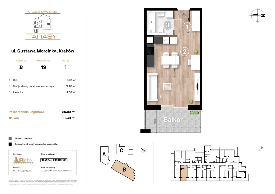 Nowa kawalerka KRZESŁAWICKIE TARASY Kraków, Wzgórza Krzesławickie, Gustawa Morcinka  30m2 Foto 1