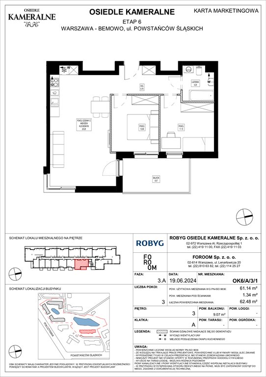 Nowe mieszkanie trzypokojowe Osiedle Kameralne etap 6 Warszawa, Powstańców Śląskich  61m2 Foto 1