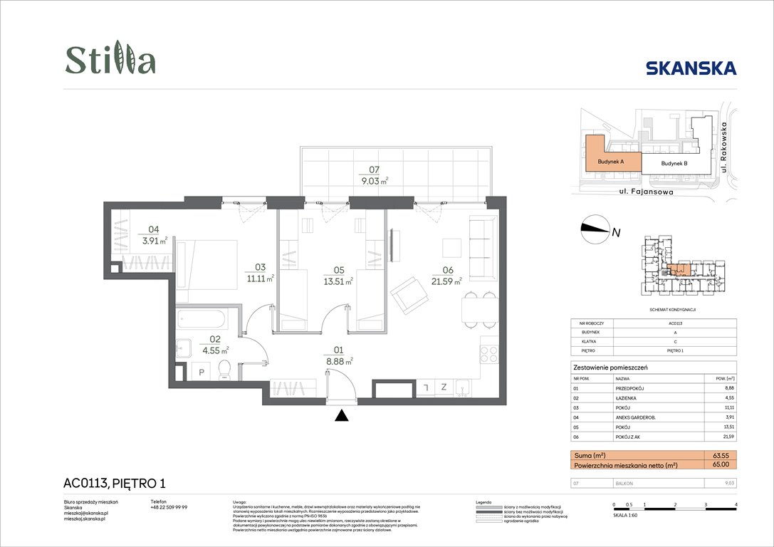 Nowe mieszkanie trzypokojowe Stilla Warszawa, Fajansowa 5  64m2 Foto 1