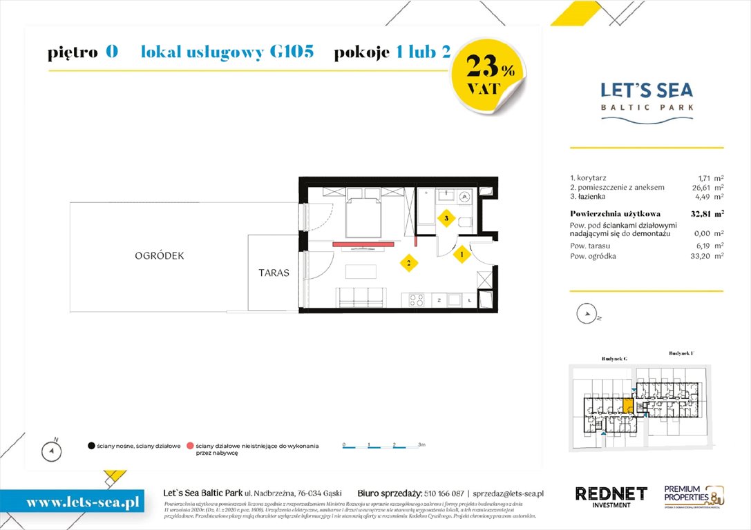 Nowy lokal użytkowy Let's sea Baltic Park Gąski, Nadbrzeżna 52  33m2 Foto 1
