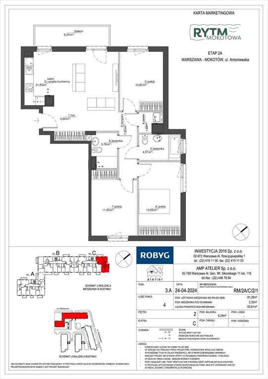 Nowe mieszkanie czteropokojowe  Rytm Mokotowa Warszawa, Mokotów, Antoniewska  81m2 Foto 1