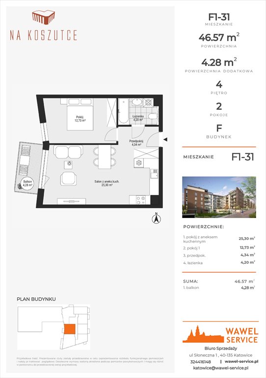 Nowe mieszkanie dwupokojowe Na Koszutce II Katowice, Słoneczna 1  47m2 Foto 1