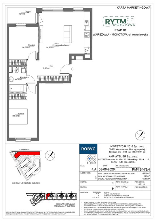 Nowe mieszkanie trzypokojowe Rytm Mokotowa Warszawa, Mokotów, Antoniewska 3B  64m2 Foto 1