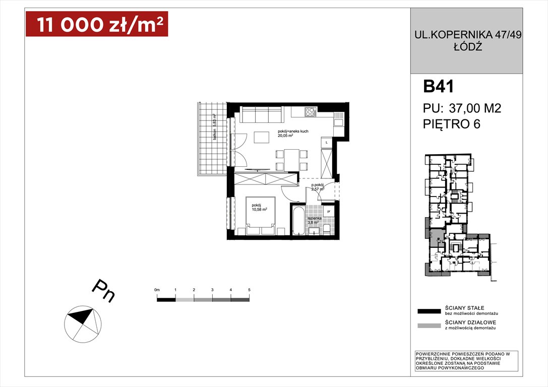 Nowe mieszkanie dwupokojowe APARTAMENTY KOPERNIKA ŁÓDŹ, Polesie, Kopernika 49/49A  37m2 Foto 1