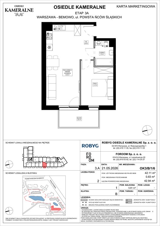 Nowe mieszkanie dwupokojowe Osiedle Kameralne etap 7 Warszawa, Powstańców Śląskich  42m2 Foto 1