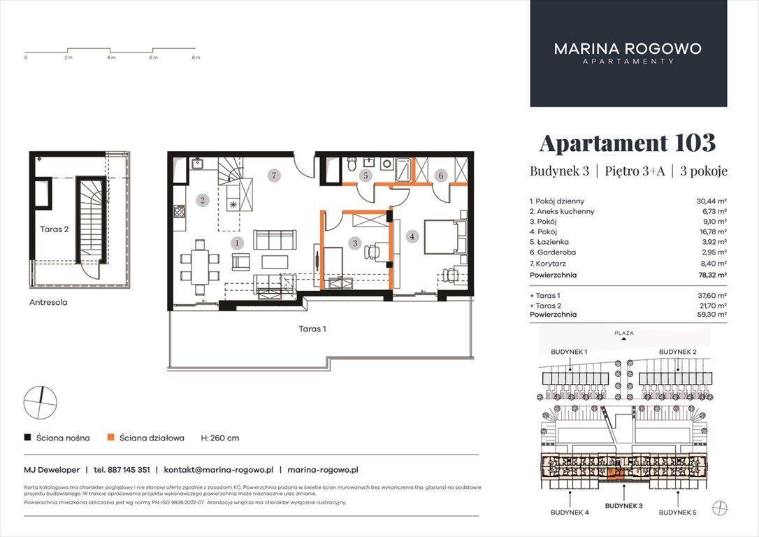 Nowe mieszkanie trzypokojowe APARTAMENTY MARINA ROGOWO Rogowo, Rogowo 65  78m2 Foto 1