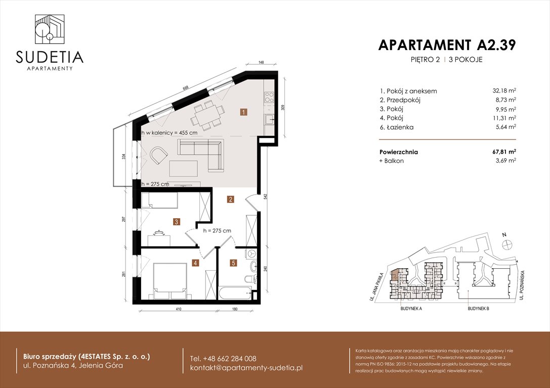 Nowe mieszkanie trzypokojowe APARTAMENTY SUDETIA Jelenia Góra, POZNAŃSKA 4  68m2 Foto 1