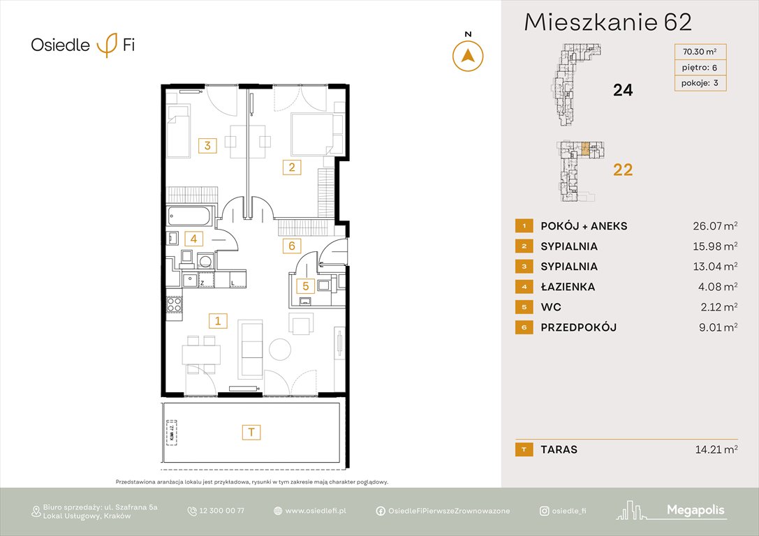 Nowe mieszkanie trzypokojowe Osiedle FI 3 Kraków, Rzemieślnicza 22-24  70m2 Foto 1