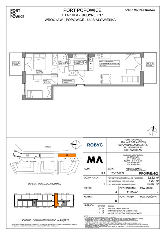 Nowe mieszkanie trzypokojowe Port Popowice Wrocław, Fabryczna, Białowieska 91a  63m2 Foto 1