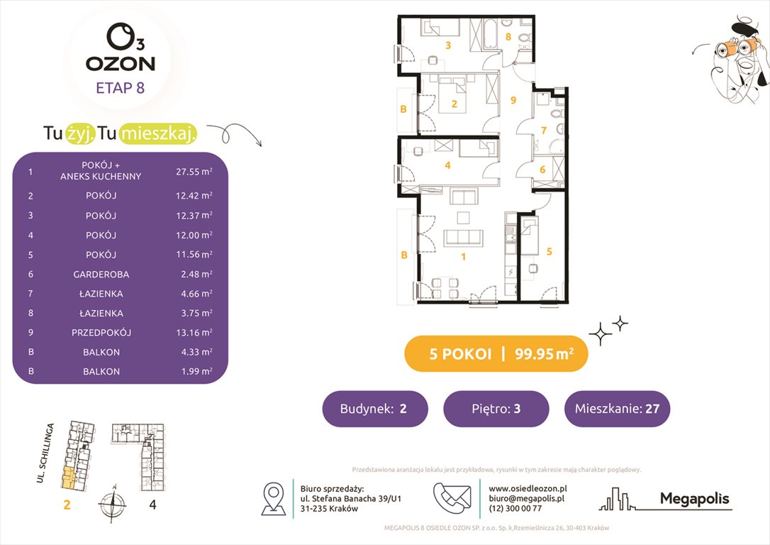 Nowe mieszkanie Osiedle Ozon etap 8 Kraków, Prądnik Biały, Schillinga 2-4  100m2 Foto 1