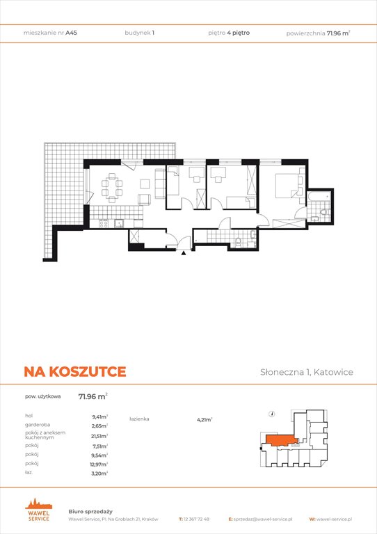Nowe mieszkanie czteropokojowe  Na Koszutce Katowice, Wełnowiec, Słoneczna 1  72m2 Foto 1