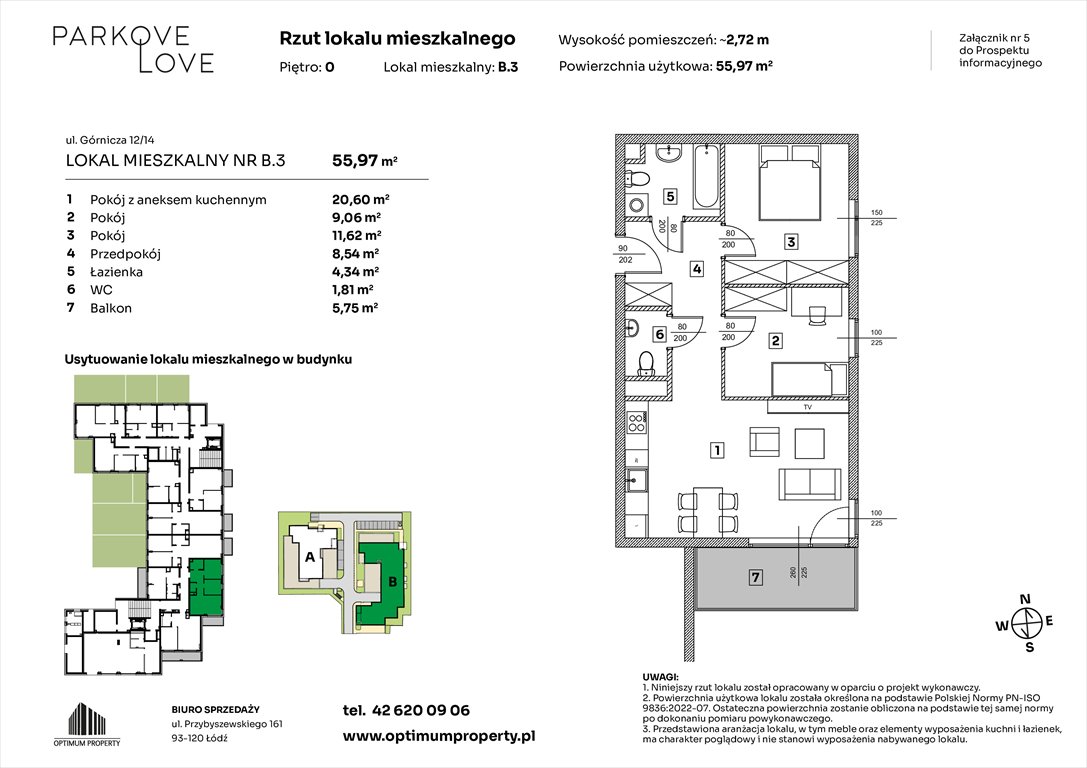 Nowe mieszkanie trzypokojowe PARKOVE LOVE Łódź, Bałuty-Doły, ul. Górnicza 12/14  56m2 Foto 1