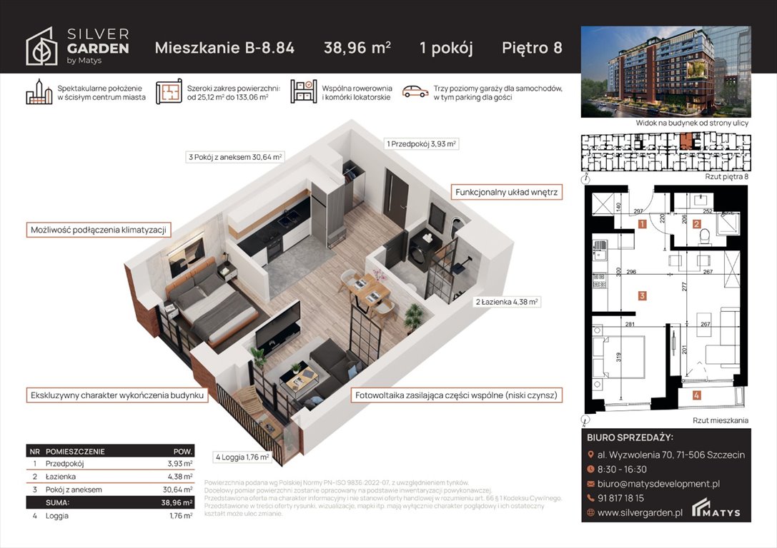 Nowa kawalerka Silver Garden Szczecin, Centrum, al. Wyzwolenia 70 / ul. Staszica 21  39m2 Foto 1