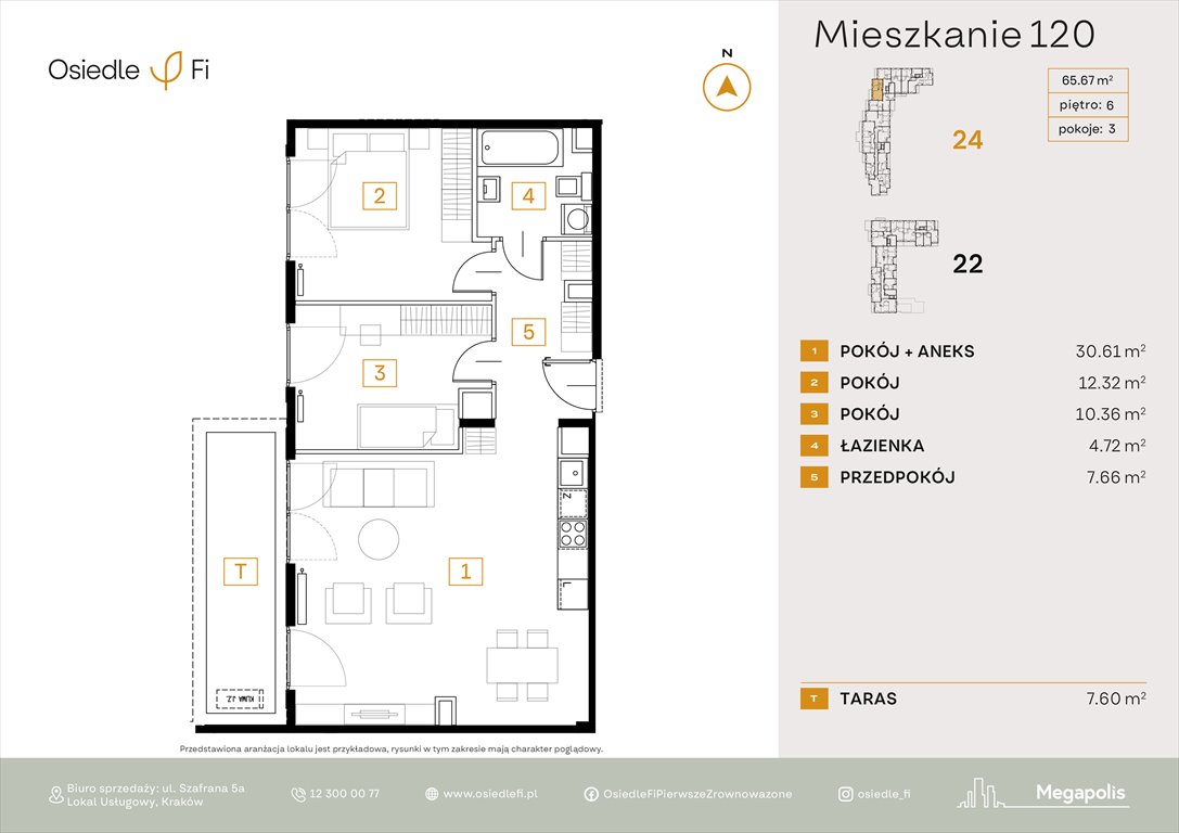Nowe mieszkanie trzypokojowe Osiedle FI 3 Kraków, Rzemieślnicza 22-24  65m2 Foto 1