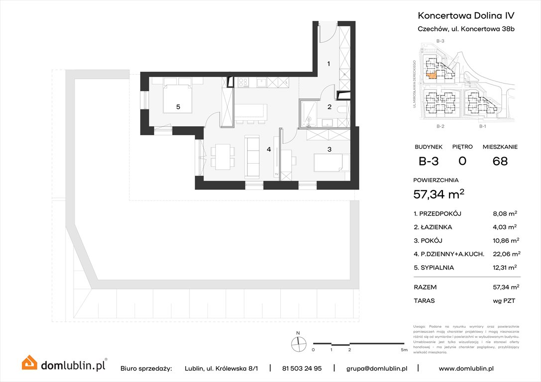 Nowe mieszkanie trzypokojowe Koncertowa Dolina Lublin, Choiny, Koncertowa  57m2 Foto 1