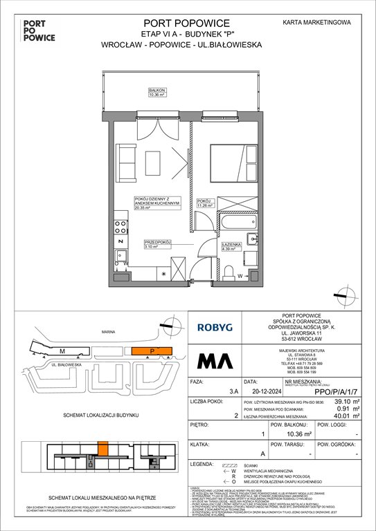 Nowe mieszkanie dwupokojowe Port Popowice Wrocław, Fabryczna, Białowieska 91a  39m2 Foto 1