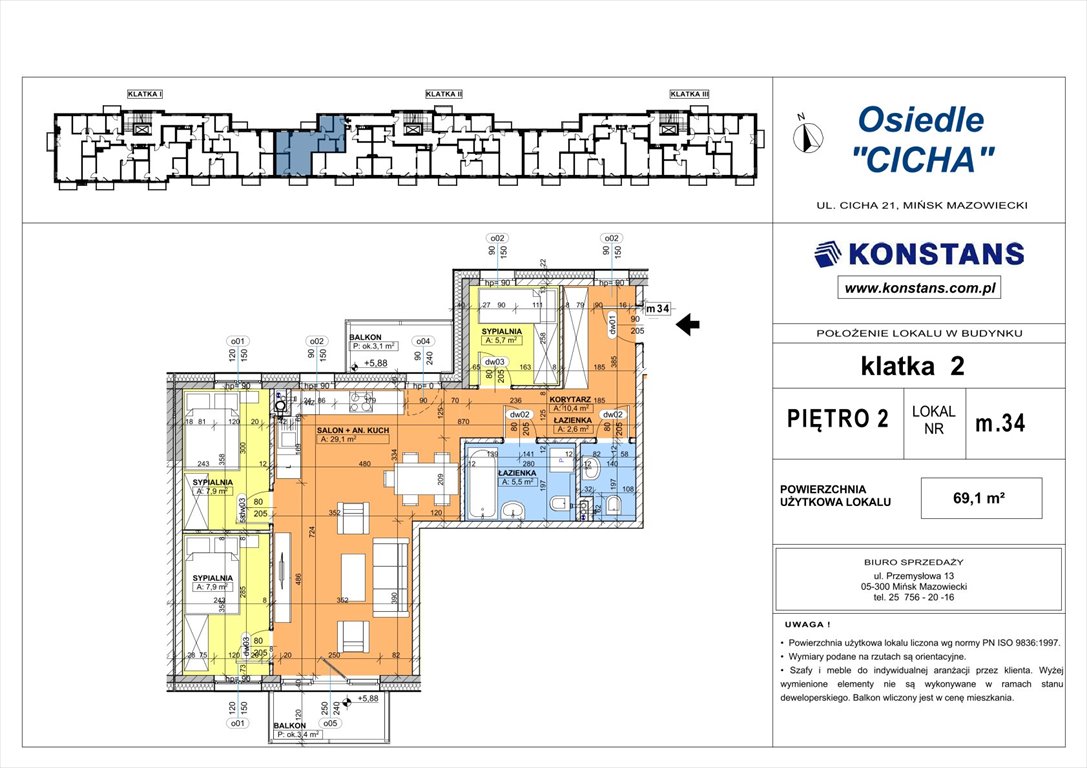 Nowe mieszkanie czteropokojowe  Cicha 21 Mińsk Mazowiecki, Cicha 12  69m2 Foto 1