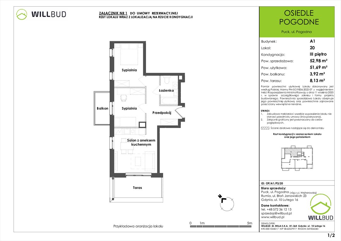 Nowe mieszkanie trzypokojowe Osiedle Pogodne w Pucku Puck, Pogodna  52m2 Foto 1