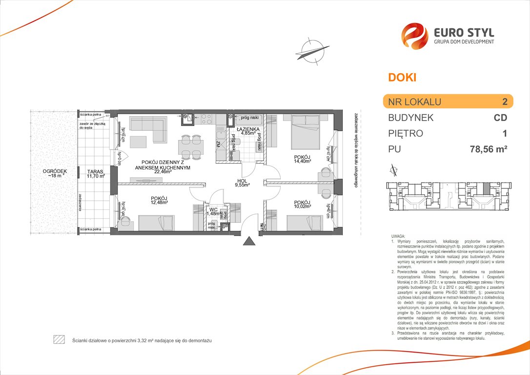 Nowe mieszkanie czteropokojowe  DOKI LIVING Gdańsk, Śródmieście, ks. Jerzego Popiełuszki/Rybaki Górne  79m2 Foto 1