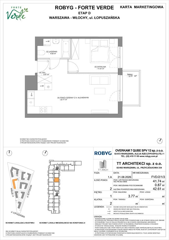 Nowe mieszkanie dwupokojowe Forte Verde Warszawa, Włochy, Łopuszańska 28  42m2 Foto 1