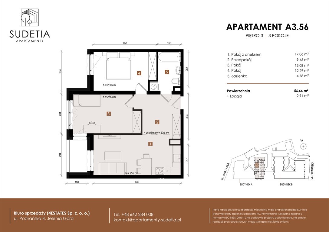 Nowe mieszkanie trzypokojowe APARTAMENTY SUDETIA Jelenia Góra, POZNAŃSKA 4  57m2 Foto 1