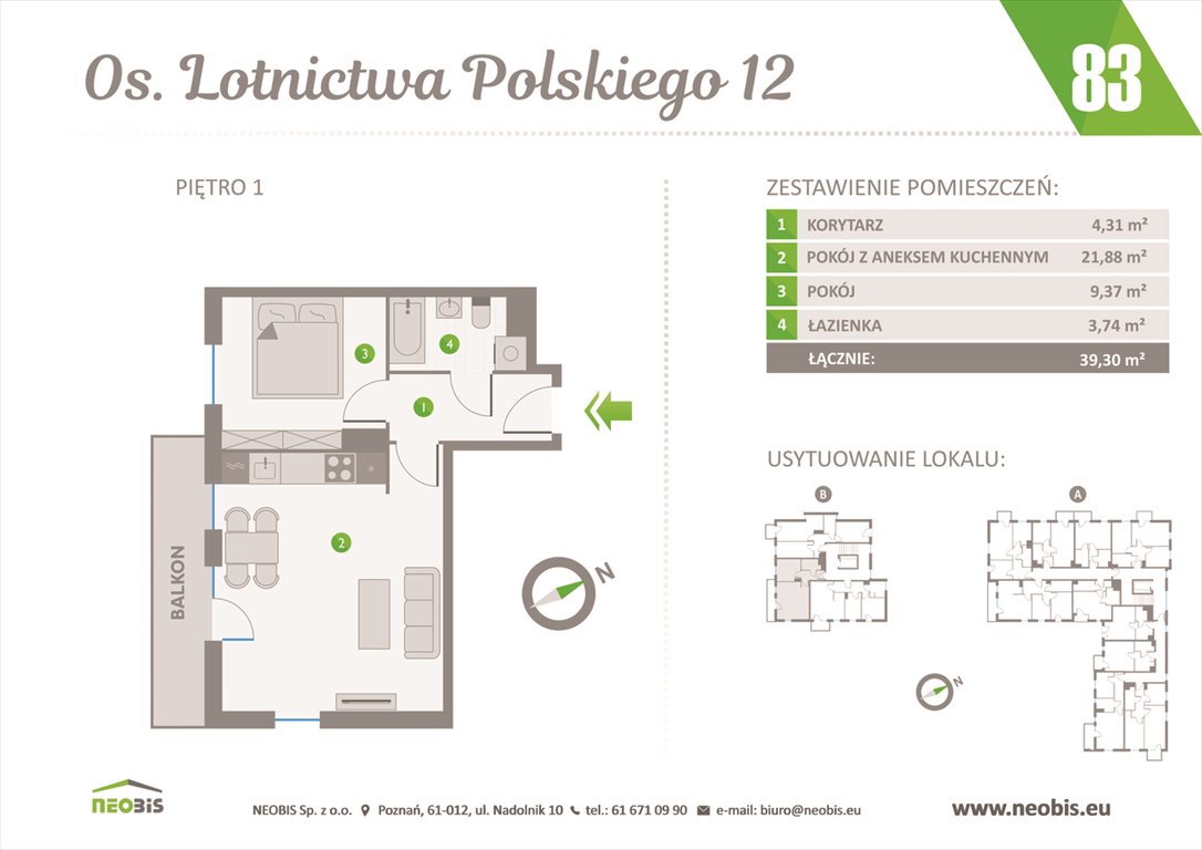 Nowe mieszkanie dwupokojowe OSIEDLE LOTNICTWA POLSKIEGO 12 W POZNANIU Poznań, Jeżyce, OS. LOTNICTWA POLSKIEGO 12  39m2 Foto 1