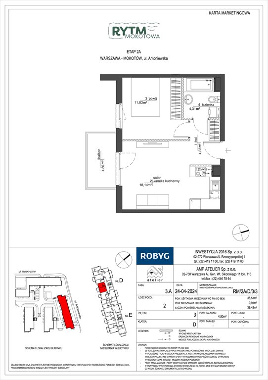 Nowe mieszkanie dwupokojowe Rytm Mokotowa Warszawa, Mokotów, Antoniewska  39m2 Foto 1