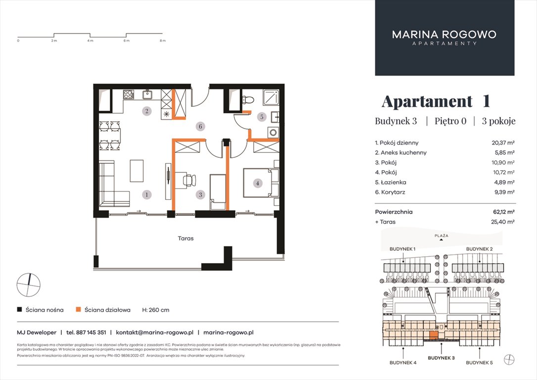 Nowe mieszkanie trzypokojowe APARTAMENTY MARINA ROGOWO Rogowo, Rogowo 65  62m2 Foto 1